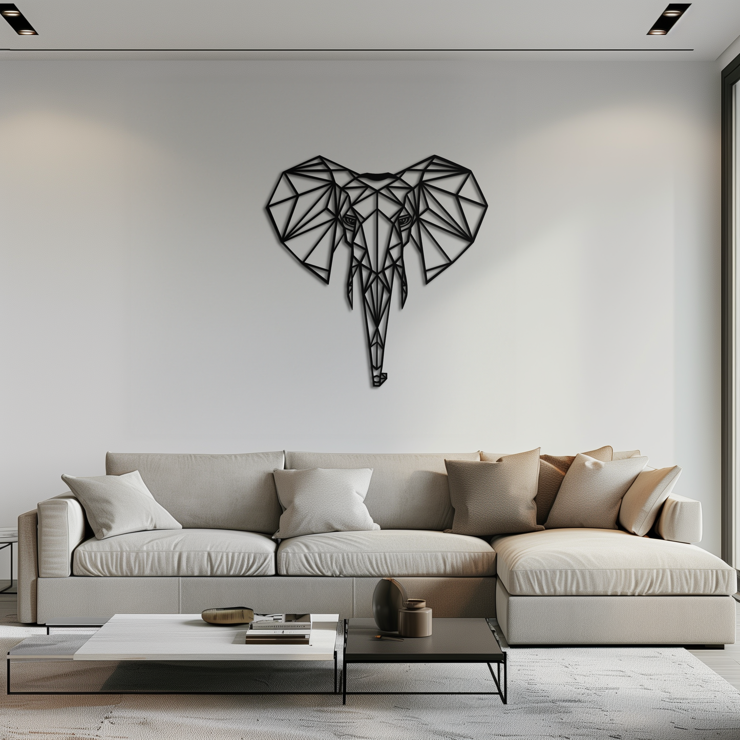 Geometric Elephant Metal Wall Art - Modern Abstract Decor