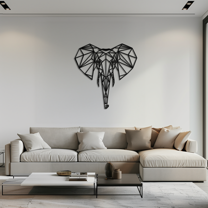 Geometric Elephant Metal Wall Art - Modern Abstract Decor