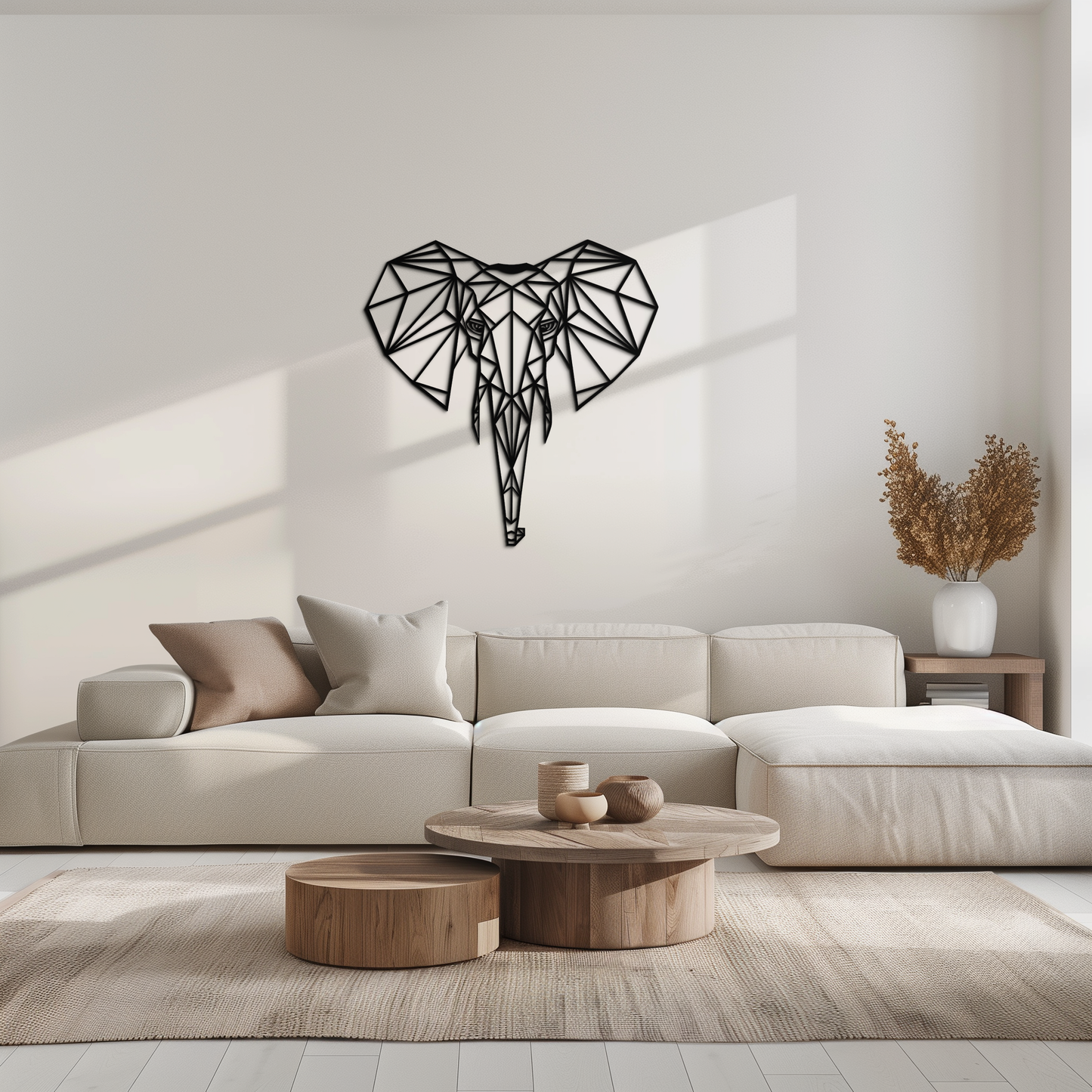Geometric Elephant Metal Wall Art - Modern Abstract Decor