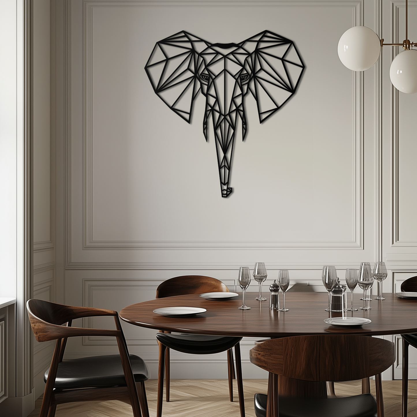 Geometric Elephant Metal Wall Art - Modern Abstract Decor