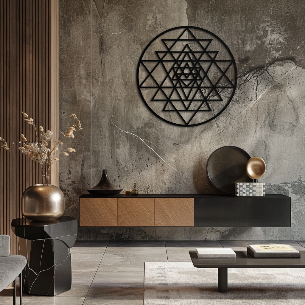 Sri Yantra Sacred Geometry Metal Wall Art