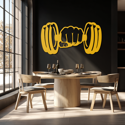 Dumbbell Power Fist Metal Wall Art