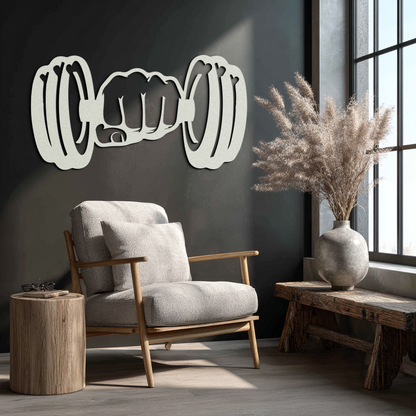 Dumbbell Power Fist Metal Wall Art