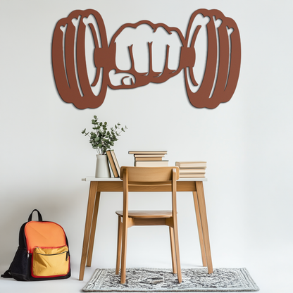 Dumbbell Power Fist Metal Wall Art