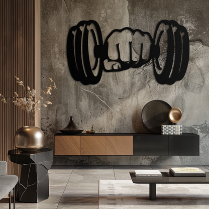 Dumbbell Power Fist Metal Wall Art