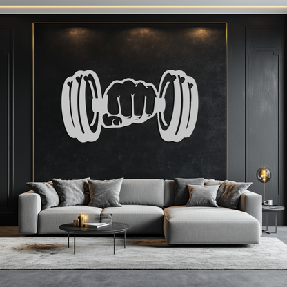 Dumbbell Power Fist Metal Wall Art