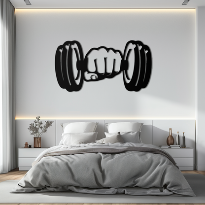 Dumbbell Power Fist Metal Wall Art