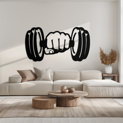 Dumbbell Power Fist Metal Wall Art