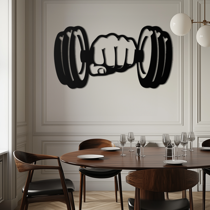 Dumbbell Power Fist Metal Wall Art