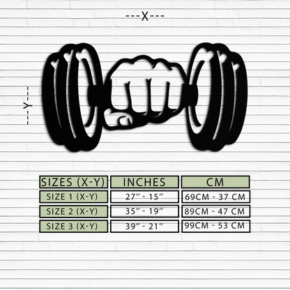 Dumbbell Power Fist Metal Wall Art