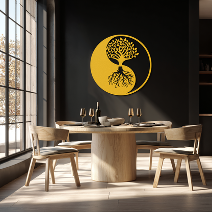 Yin Yang Tree of Life Metal Wall Art