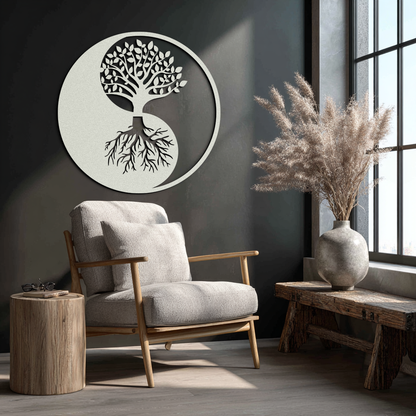 Yin Yang Tree of Life Metal Wall Art