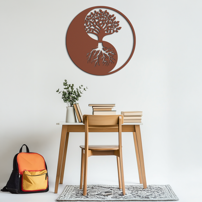 Yin Yang Tree of Life Metal Wall Art