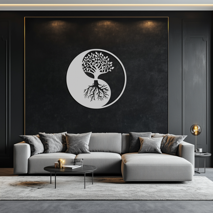 Yin Yang Tree of Life Metal Wall Art
