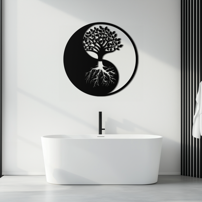 Yin Yang Tree of Life Metal Wall Art