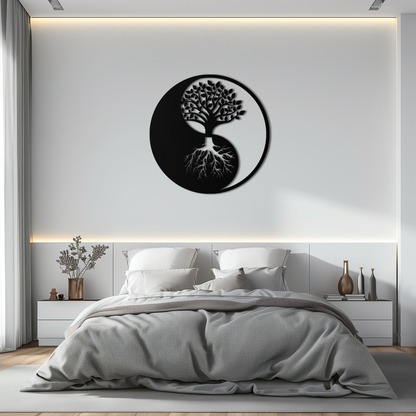 Yin Yang Tree of Life Metal Wall Art