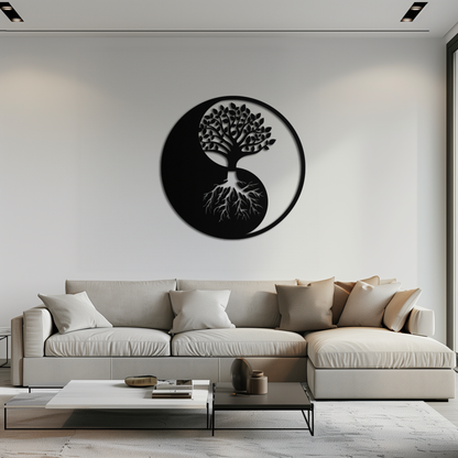 Yin Yang Tree of Life Metal Wall Art