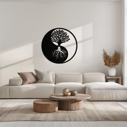 Yin Yang Tree of Life Metal Wall Art