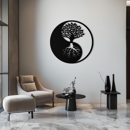 Yin Yang Tree of Life Metal Wall Art