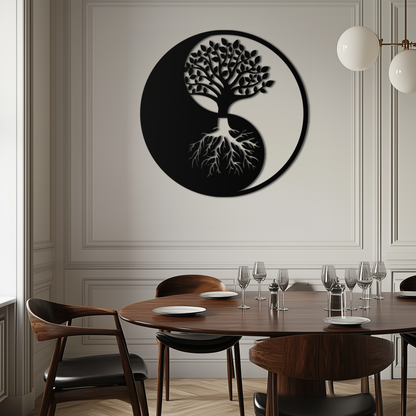 Yin Yang Tree of Life Metal Wall Art