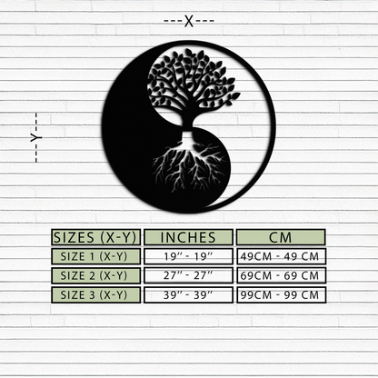 Yin Yang Tree of Life Metal Wall Art