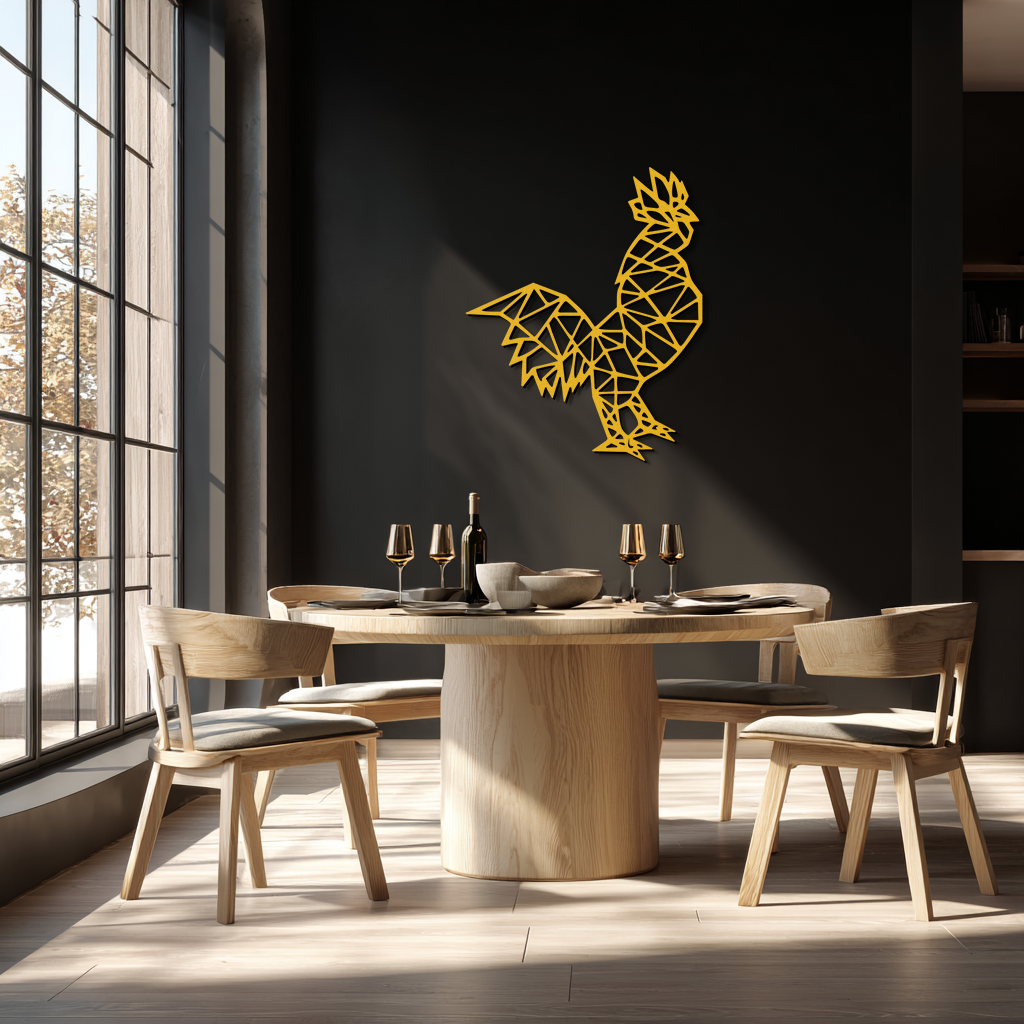 Geometric Rooster Metal Wall Art - Modern Farmhouse Decor