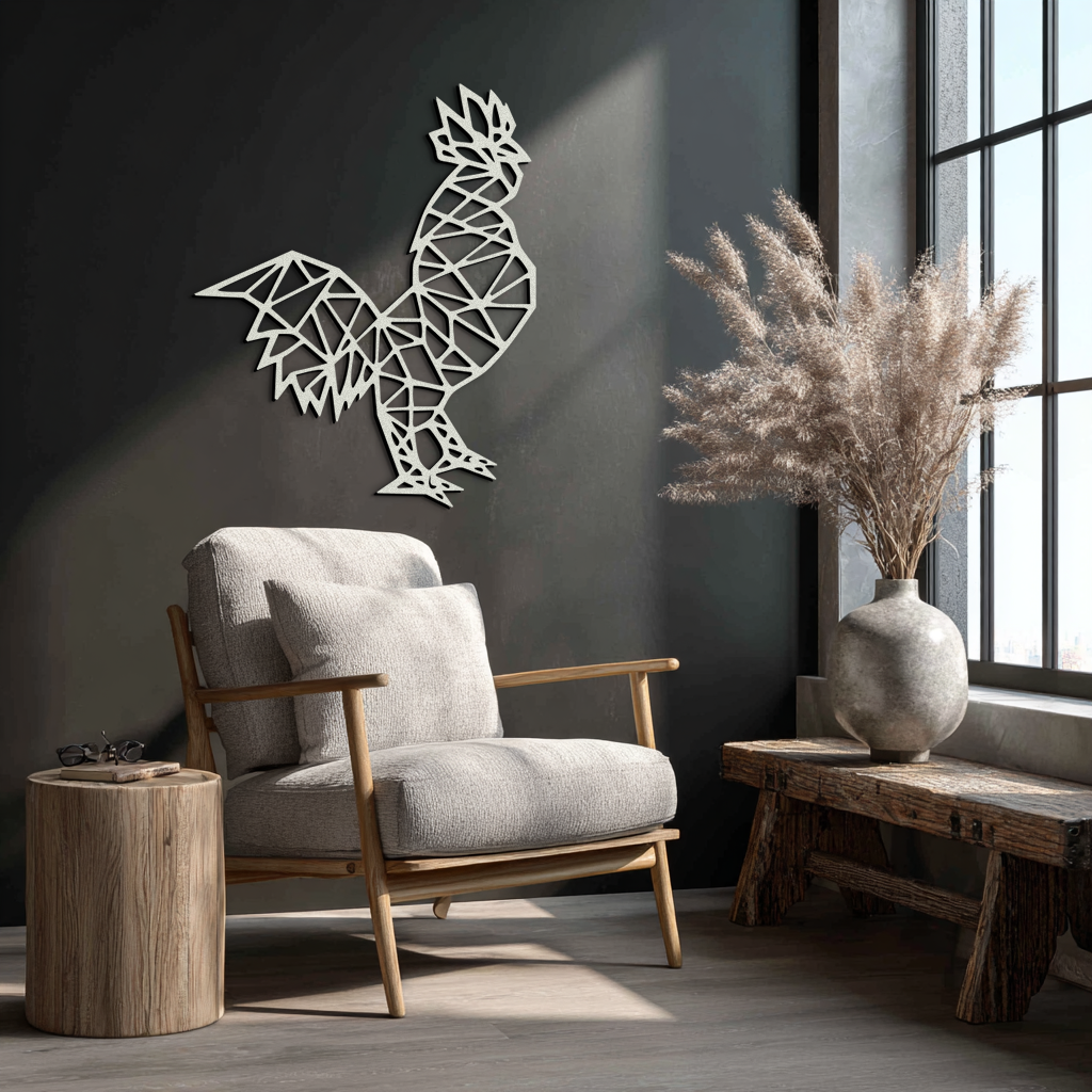 Geometric Rooster Metal Wall Art - Modern Farmhouse Decor