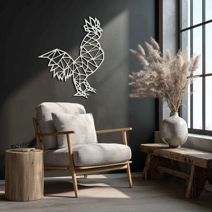 Geometric Rooster Metal Wall Art - Modern Farmhouse Decor