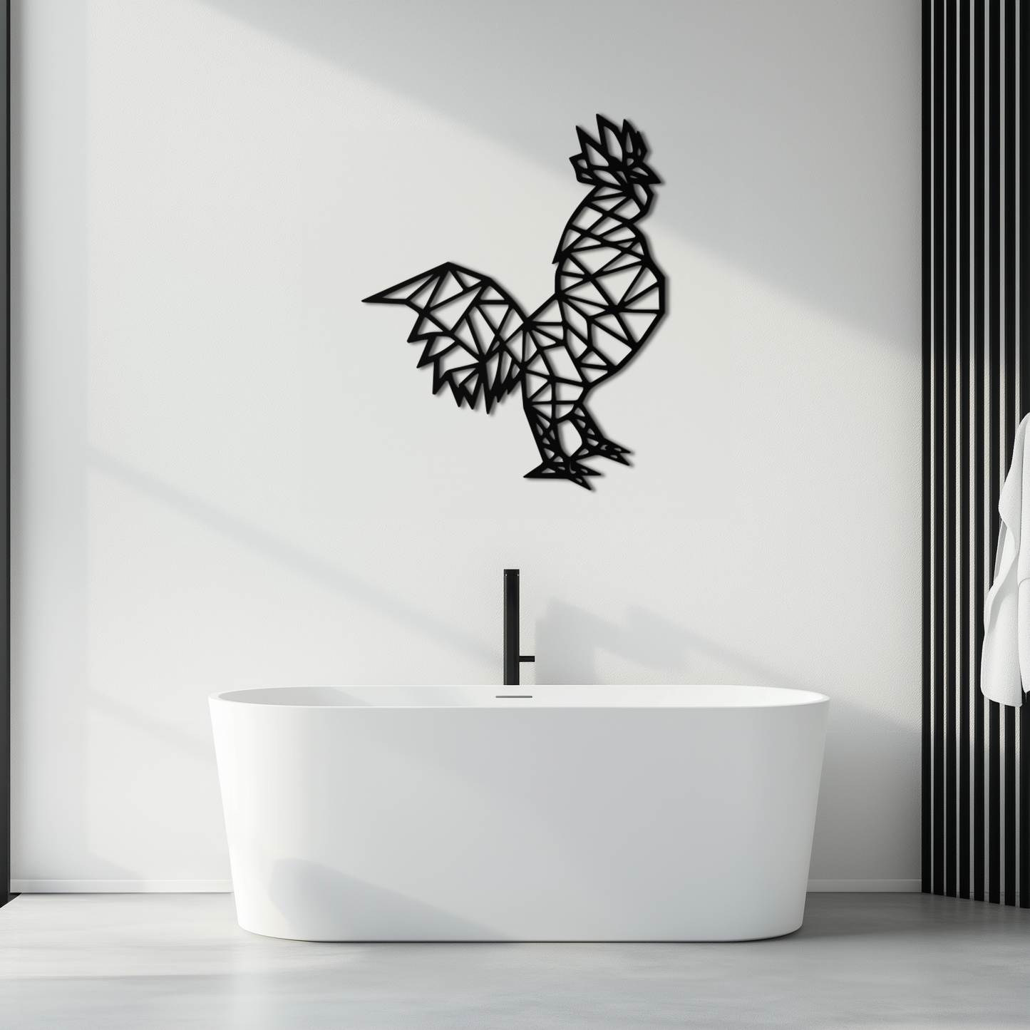 Geometric Rooster Metal Wall Art - Modern Farmhouse Decor