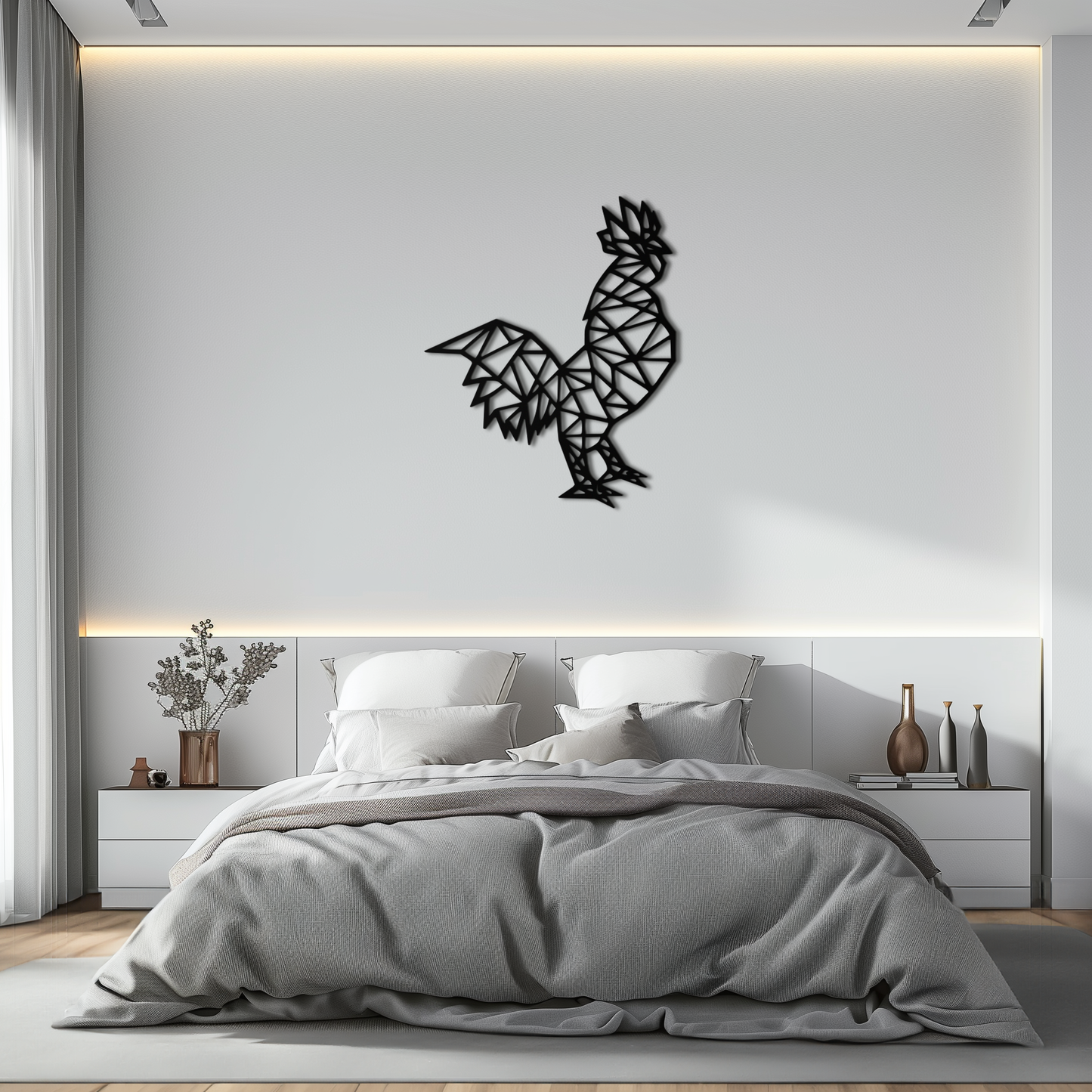 Geometric Rooster Metal Wall Art - Modern Farmhouse Decor