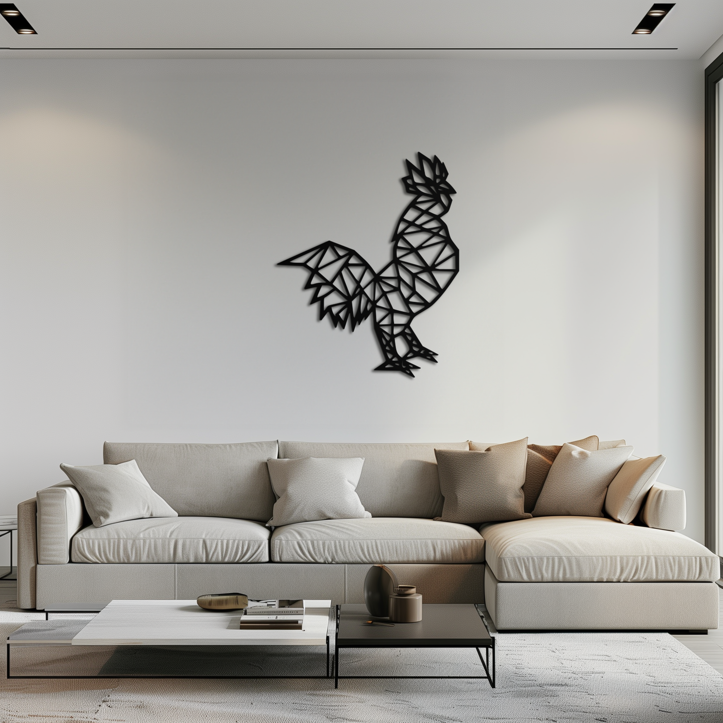 Geometric Rooster Metal Wall Art - Modern Farmhouse Decor