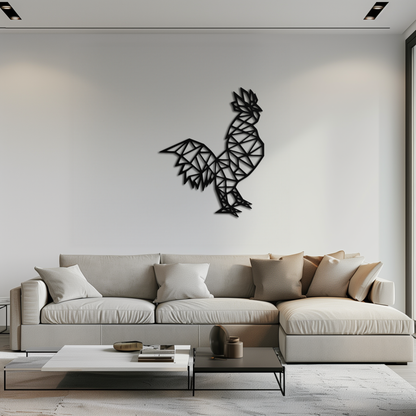 Geometric Rooster Metal Wall Art - Modern Farmhouse Decor