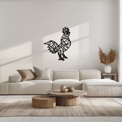 Geometric Rooster Metal Wall Art - Modern Farmhouse Decor