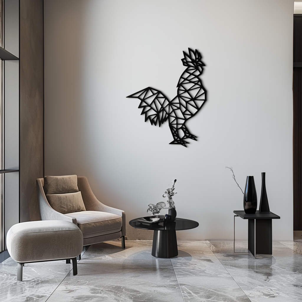Geometric Rooster Metal Wall Art - Modern Farmhouse Decor