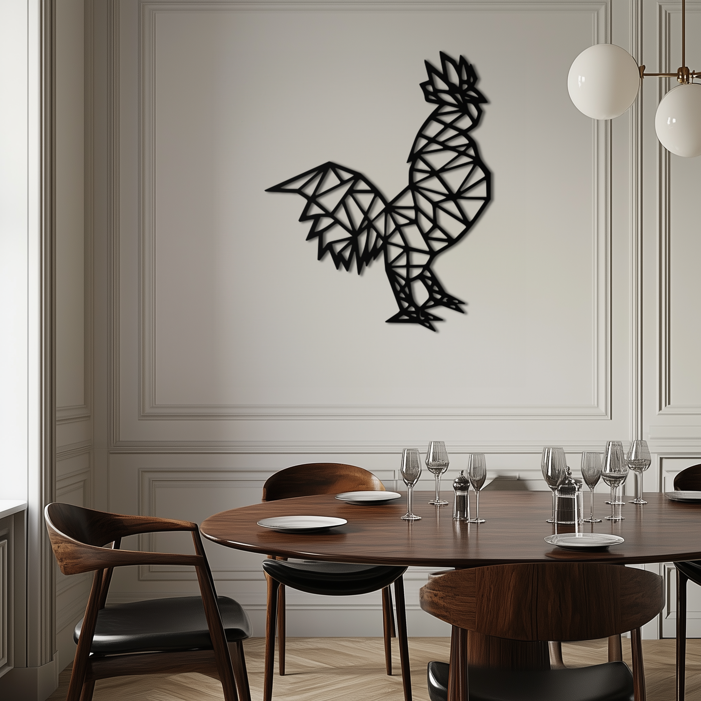 Geometric Rooster Metal Wall Art - Modern Farmhouse Decor