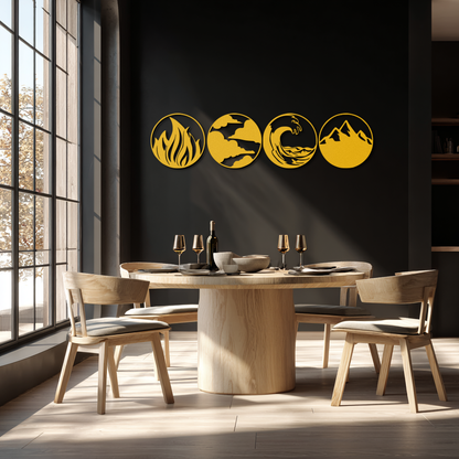 Four Elements Symbol Set Metal Wall Art