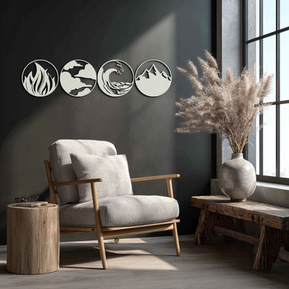 Four Elements Symbol Set Metal Wall Art