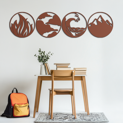 Four Elements Symbol Set Metal Wall Art