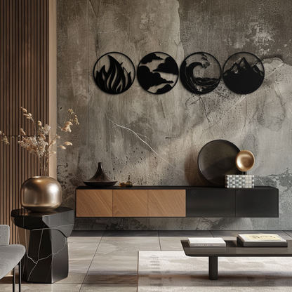 Four Elements Symbol Set Metal Wall Art