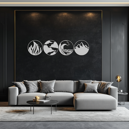 Four Elements Symbol Set Metal Wall Art