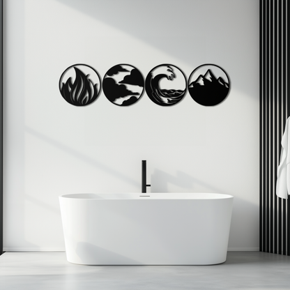 Four Elements Symbol Set Metal Wall Art