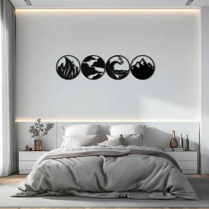 Four Elements Symbol Set Metal Wall Art