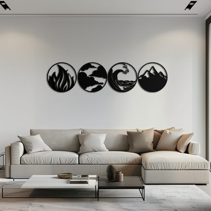 Four Elements Symbol Set Metal Wall Art