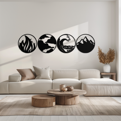 Four Elements Symbol Set Metal Wall Art