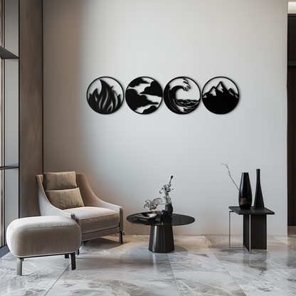 Four Elements Symbol Set Metal Wall Art