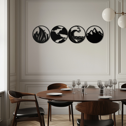 Four Elements Symbol Set Metal Wall Art