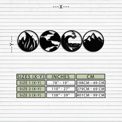 Four Elements Symbol Set Metal Wall Art