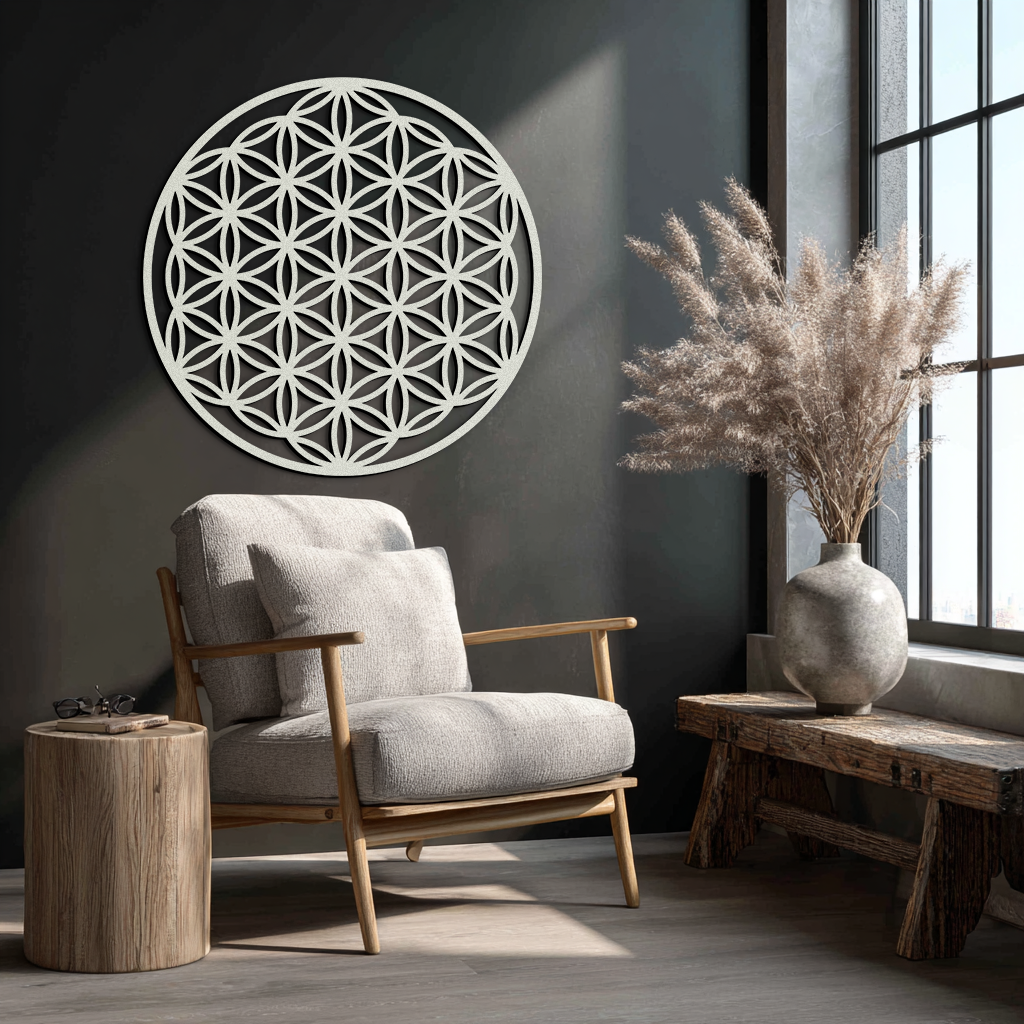 Sacred Geometry Metal Wall Art - Flower of Life Design - KAF158