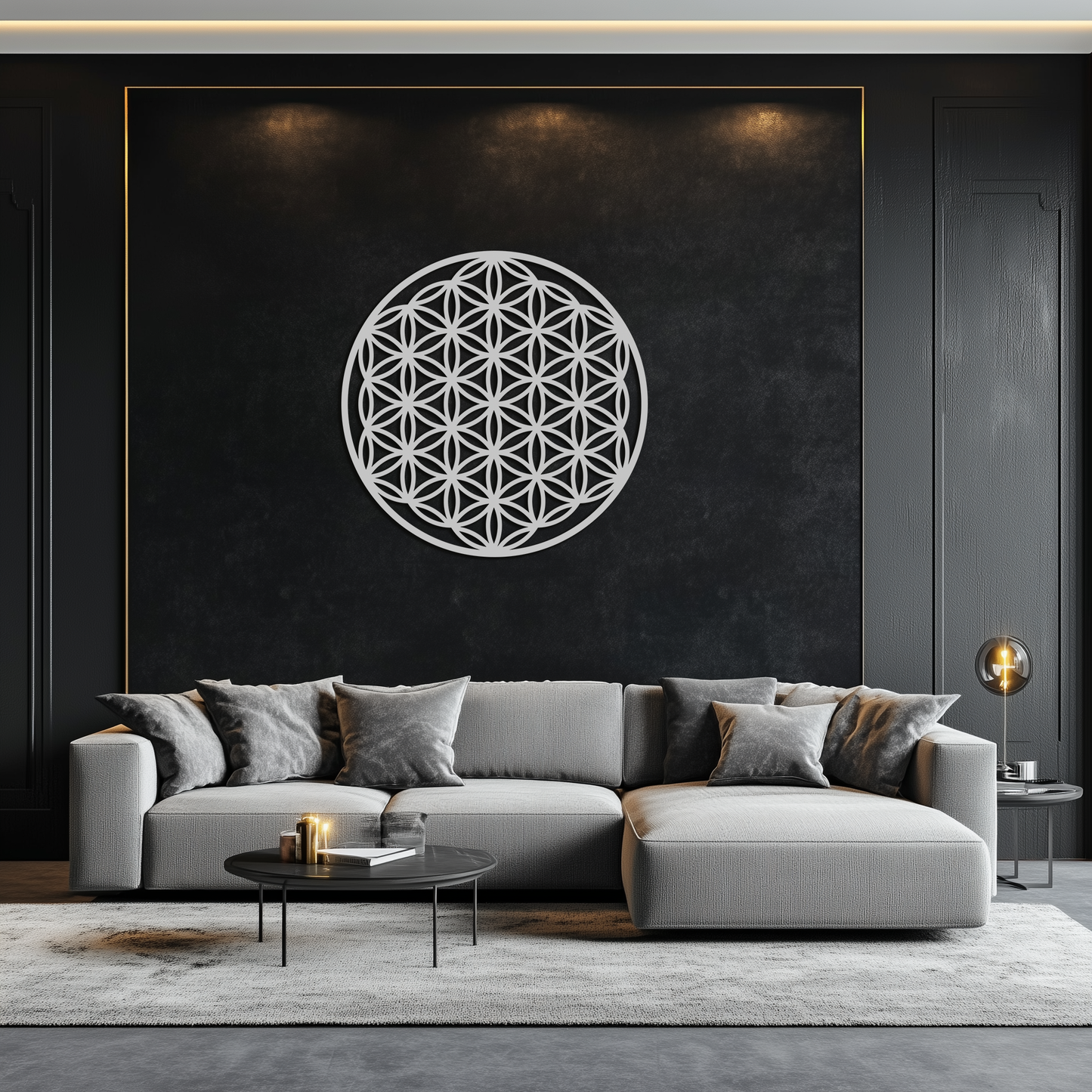 Sacred Geometry Metal Wall Art - Flower of Life Design - KAF158