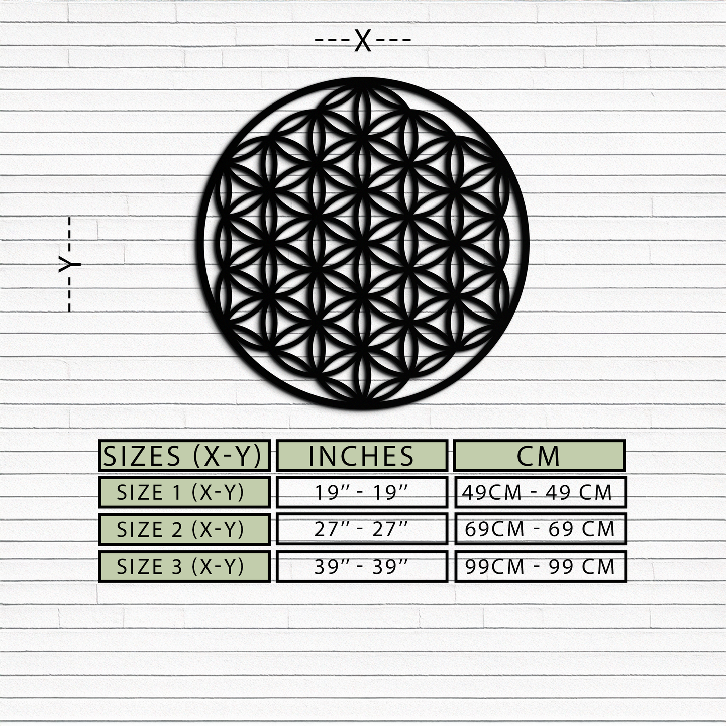 Sacred Geometry Metal Wall Art - Flower of Life Design - KAF158